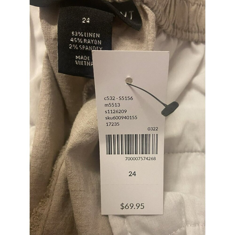 Lane‎ Bryant Pants 24 Linen Blend High Rise Tapered Leg Pull On Oatmeal NWT - Picture 7 of 8